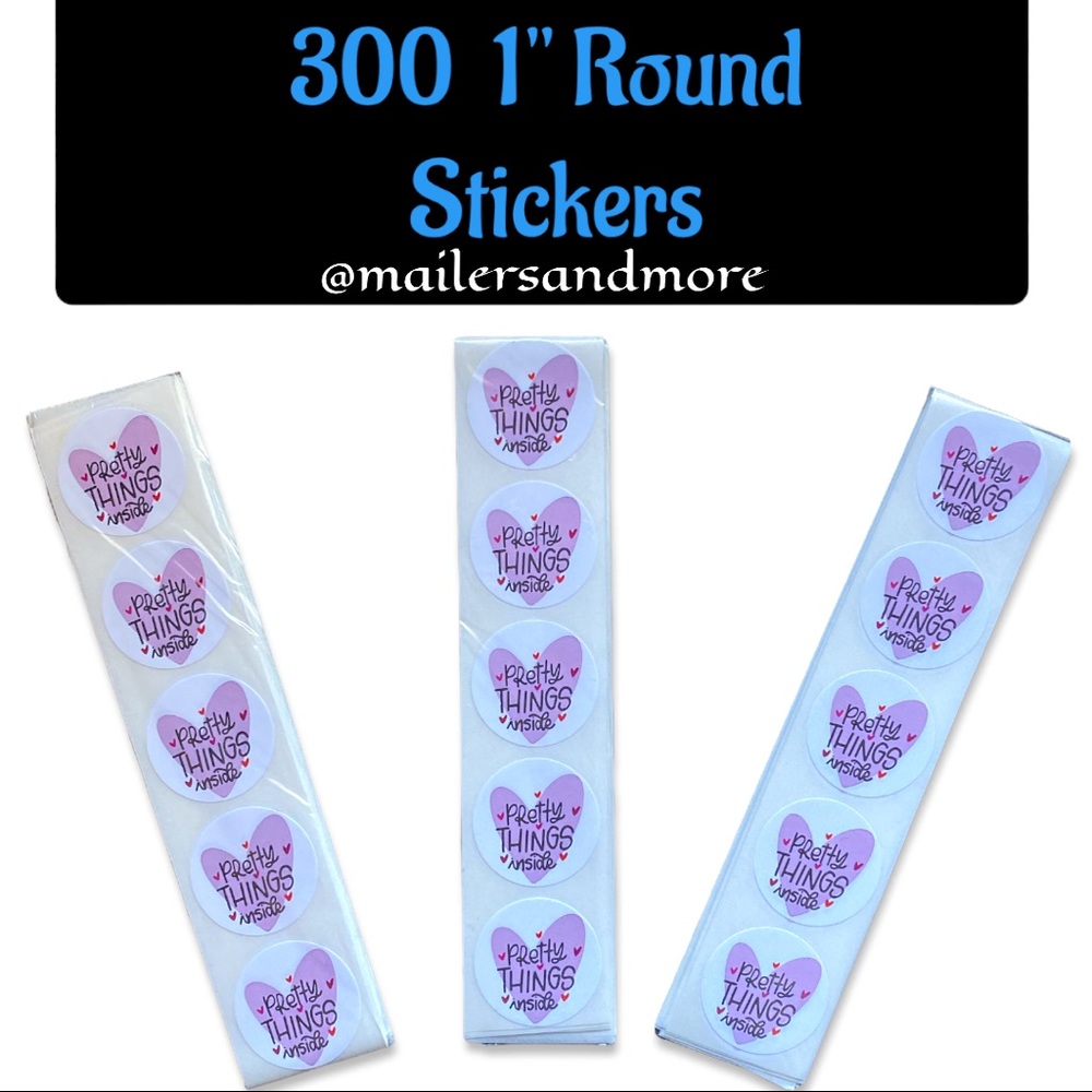 300 Pack of 1" Round Thank You Stickers "Pretty Things Inside" PRICE IS FIRM